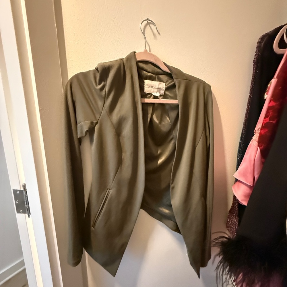 BCBGeneration Olive Open-Front Draped Blazer